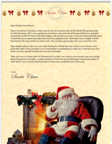 Personalized Letter From Santa – Classic Jolly Santa