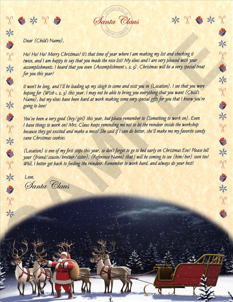 Personalized Letter From Santa – Santa and his Reindeer